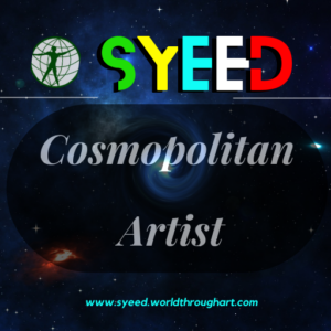 Logo of Syeed Cosmopolitan Artist, symbolizing global art and cultural integration, featured on World Through Art.