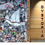 Abstract urban artwork titled "My Personal Dystopia" (2013) by artist Syeed, part of the Cosmo Mapping series, ink and pen on paper.